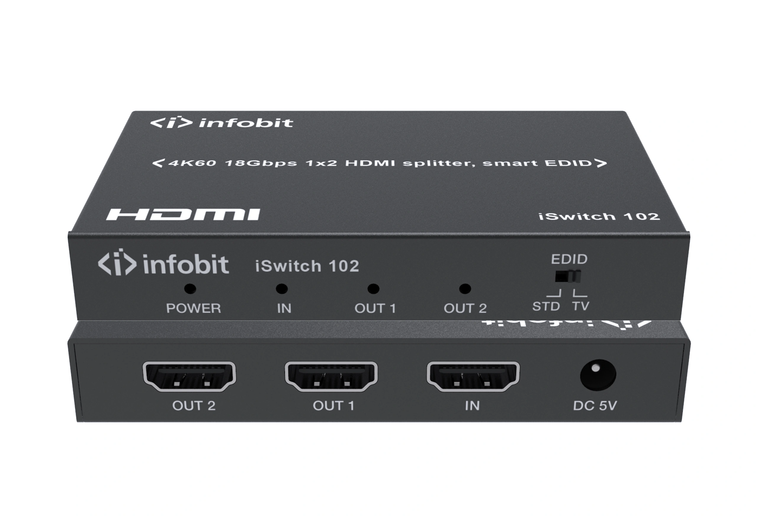 Сплиттер Infobit iSwitch 102 4K60 18Gbps 1x2 HDMI splitter, smart EDID